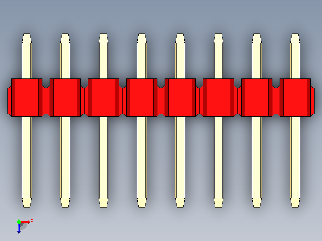 彩色公头100mil（2.54mm）系列-DS1021_red_3x08p_100mil_Type1_rev1.0俯视图