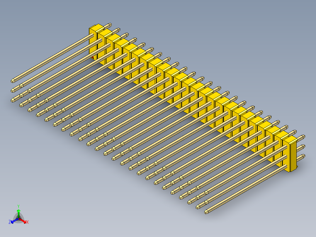 彩色公头100mil（2.54mm）系列-DS1021_yellow_3x24p_100mil_Type43_rev1.0主视图