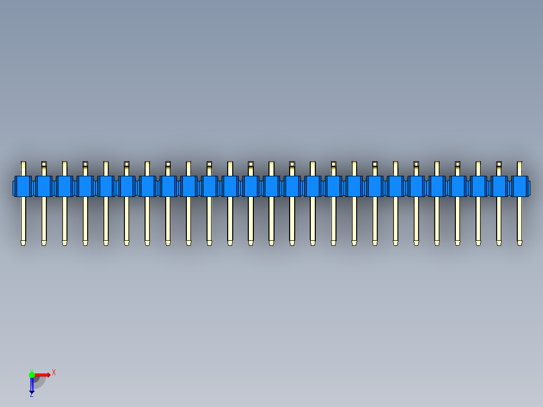 彩色公排针 100mil 2.54mm 系列-DS1022_blue_25p_100mil_Type_SMT_R2_rev1.0俯视图