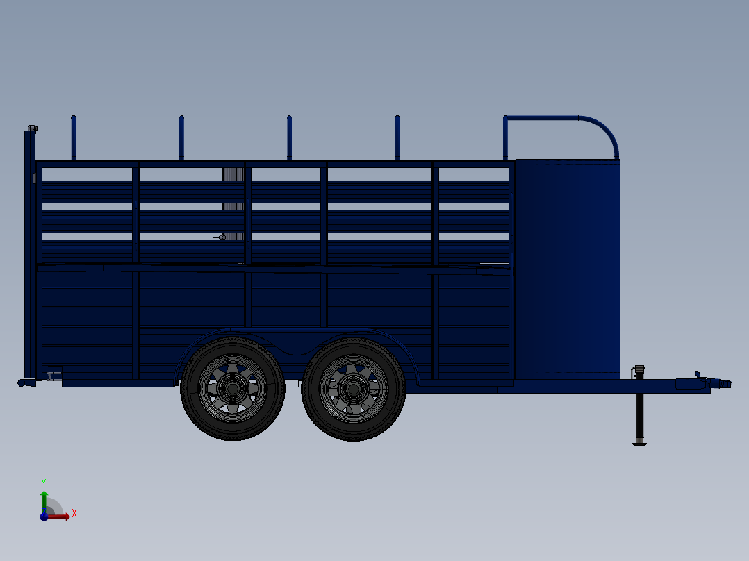 牲畜拖车 14 和 12 英尺前视图