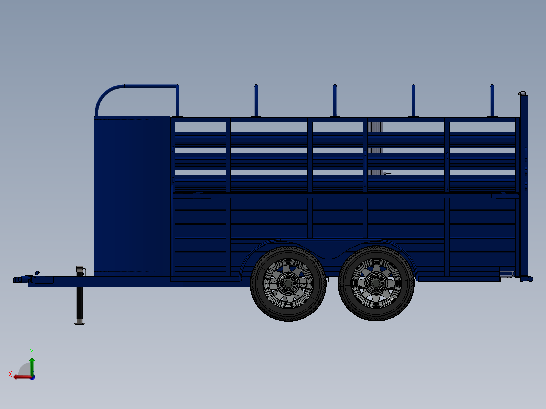 牲畜拖车 14 和 12 英尺后视图