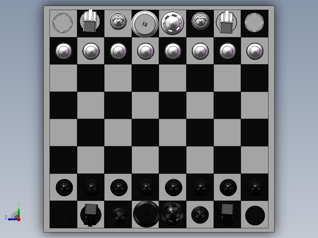 国际象棋模型右视图