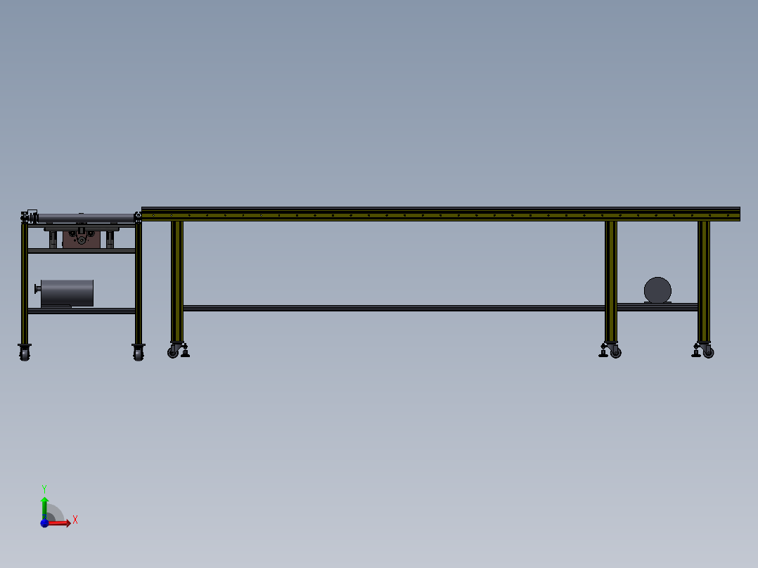 滚筒线体（带阻挡移载机构）前视图