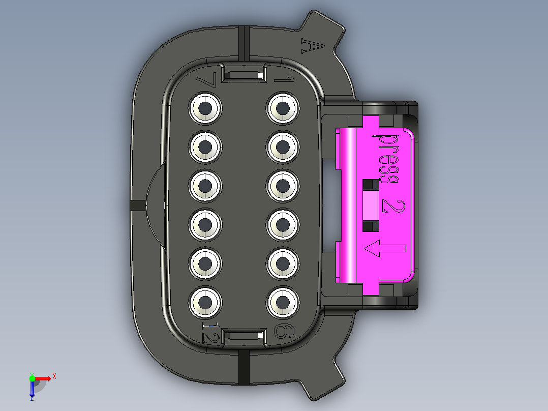 瑞克达12Pin插头-A位俯视图