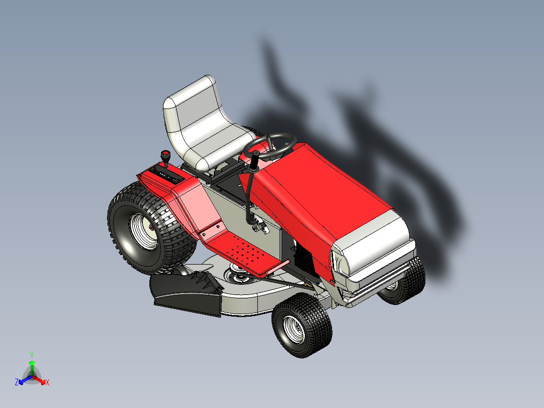 乘坐式割草机模型正等轴测图