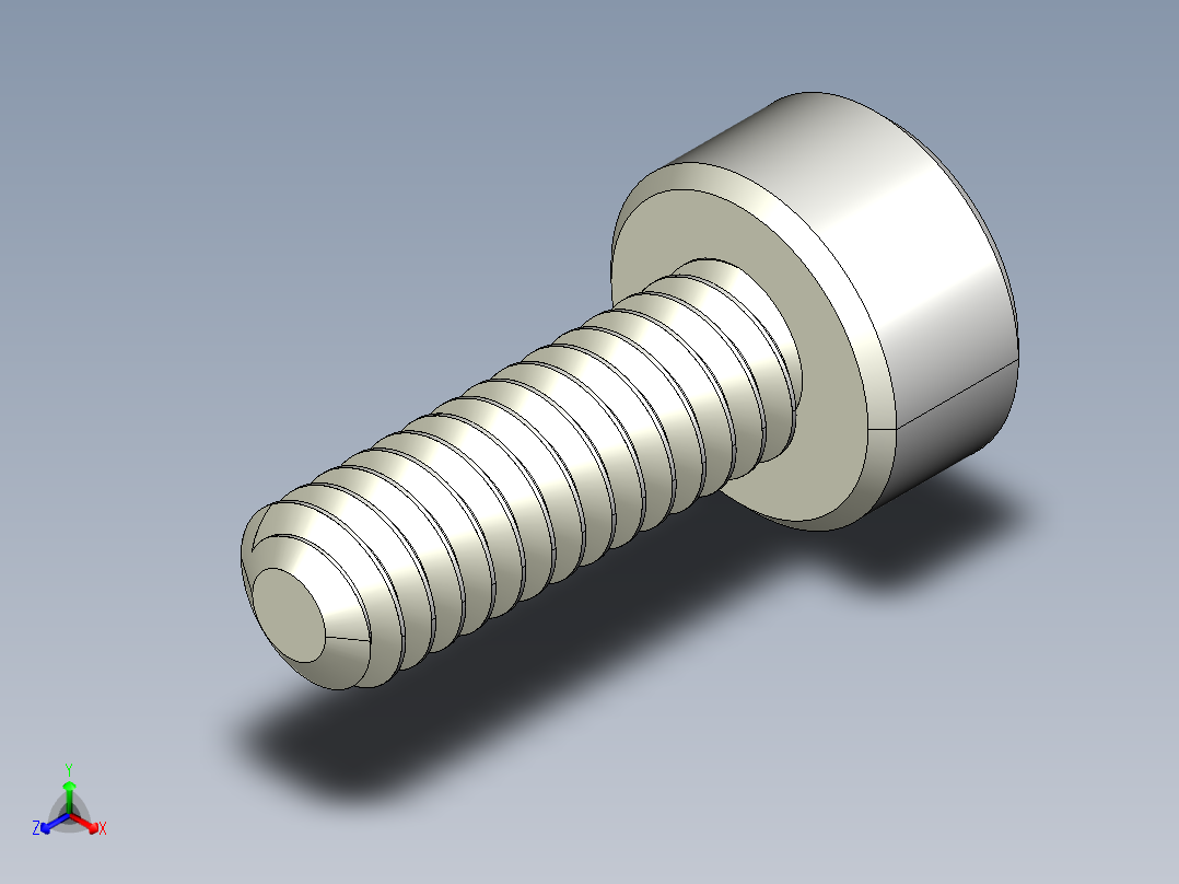 M2 x 0.4mm Thread 6mm LONG SOCKET HEAD CAP SCREW.IGS正等轴测图