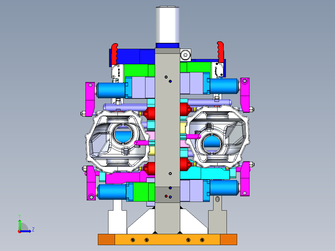 壳体双工位液压夹具左视图