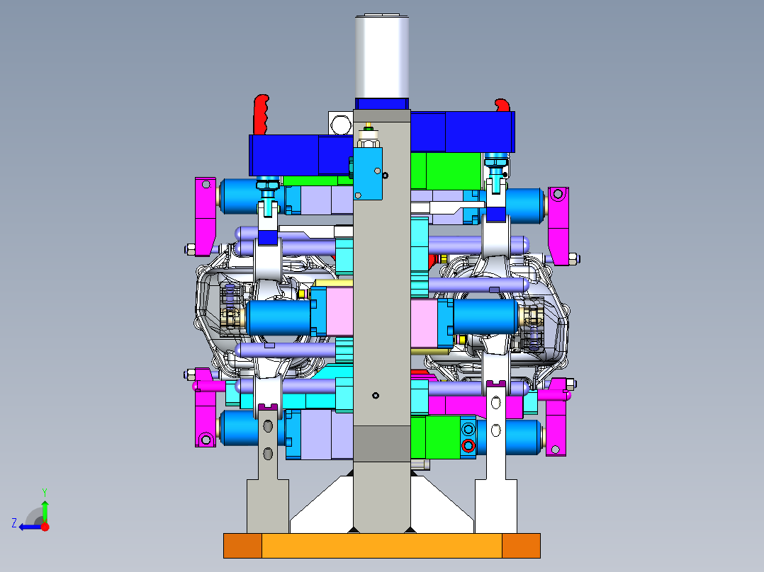壳体双工位液压夹具右视图