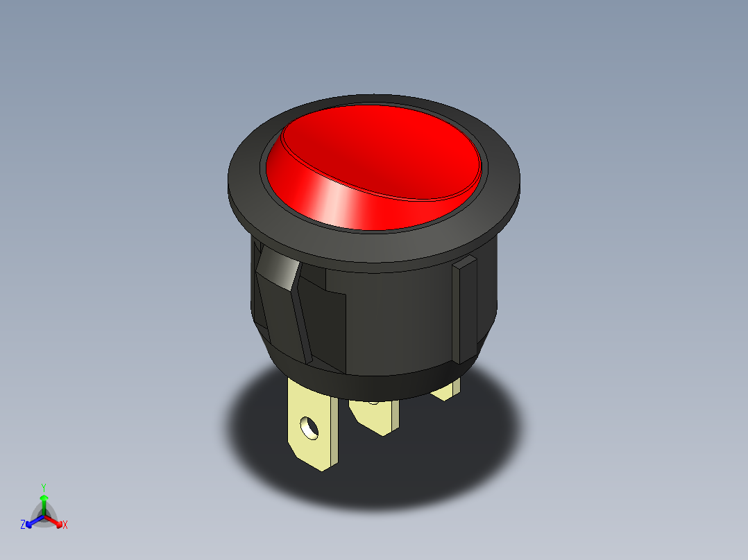 船型开关KCD(Φ20)正等轴测图