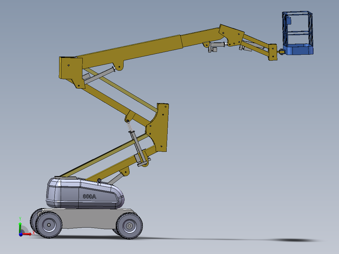 曲臂式高空作业平台举升装置三维SolidWorks+CAD图纸