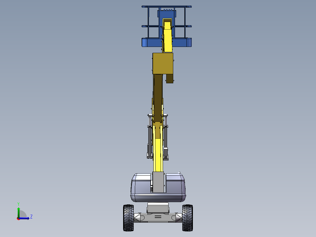 曲臂式高空作业平台举升装置三维SolidWorks+CAD图纸左视图