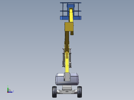 曲臂式高空作业平台举升装置三维SolidWorks+CAD图纸左视缩略图