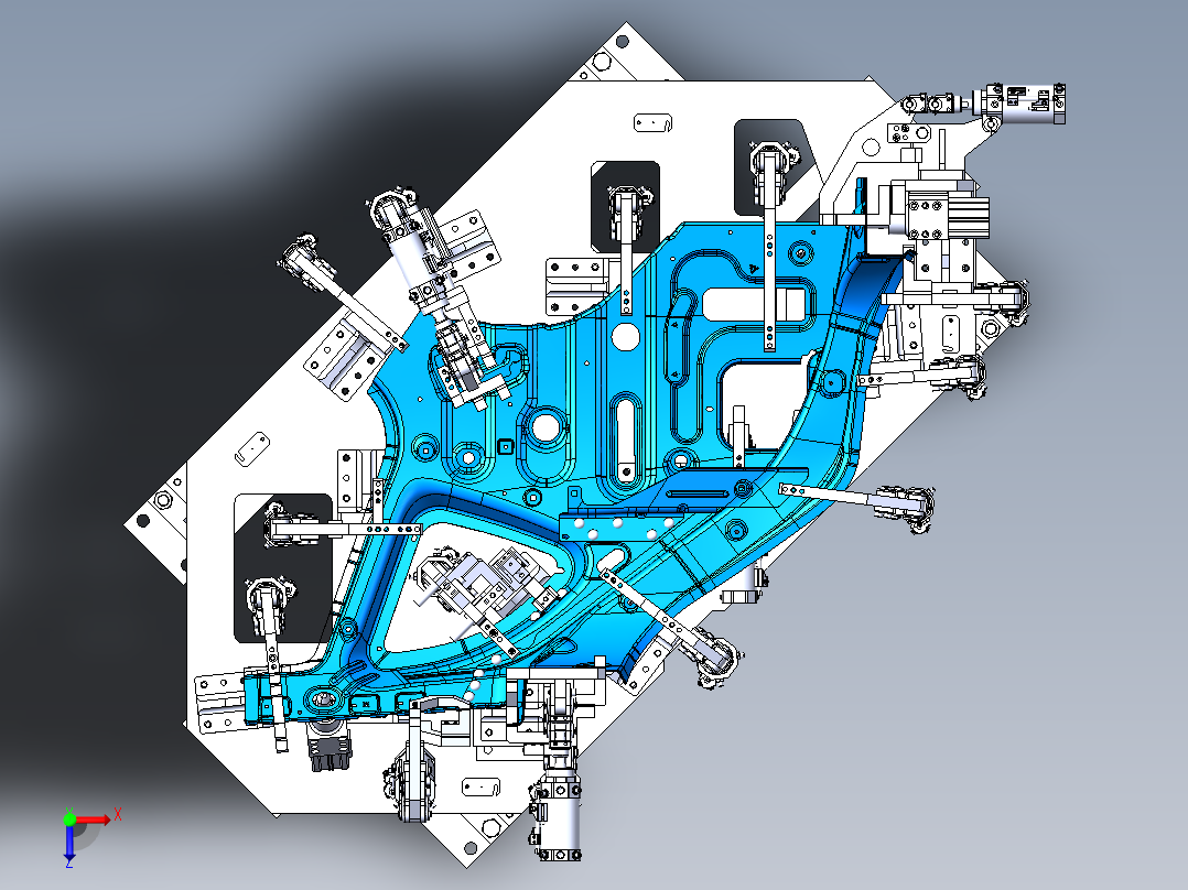 侧板焊接夹具俯视图