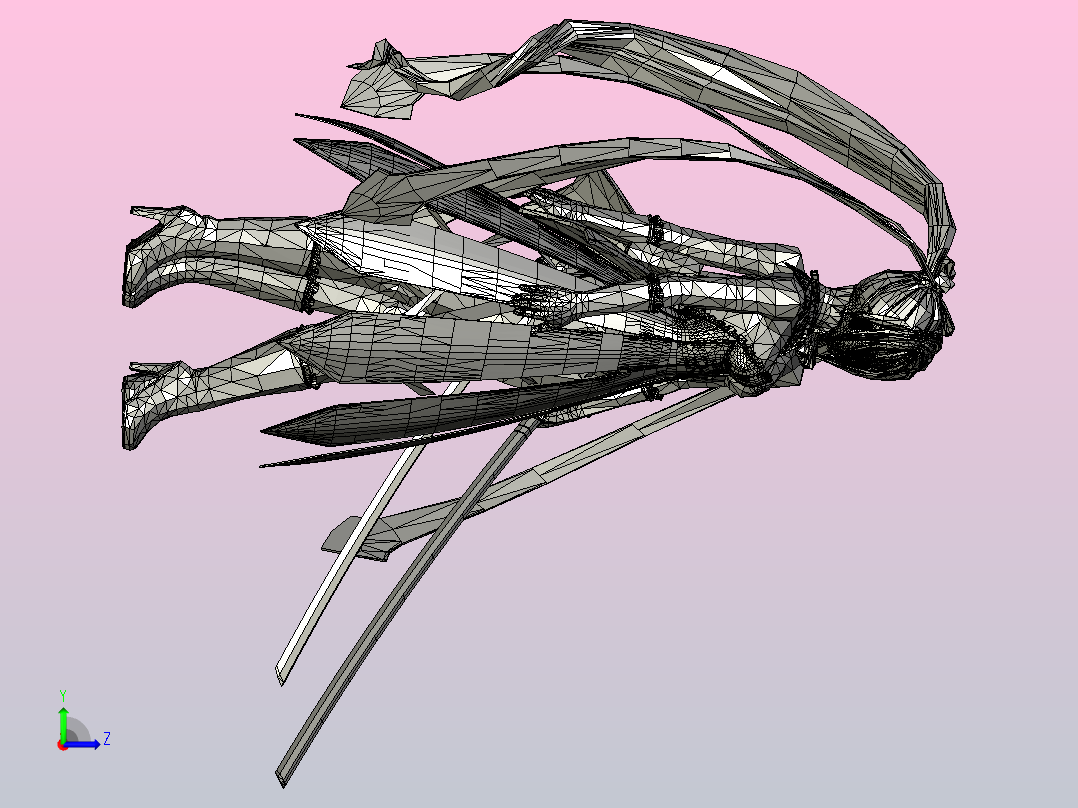 3D打印女战士左视图