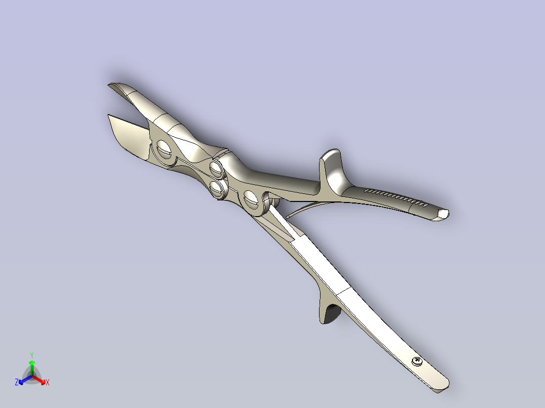 普通骨剪截骨钳3D模型正等轴测图