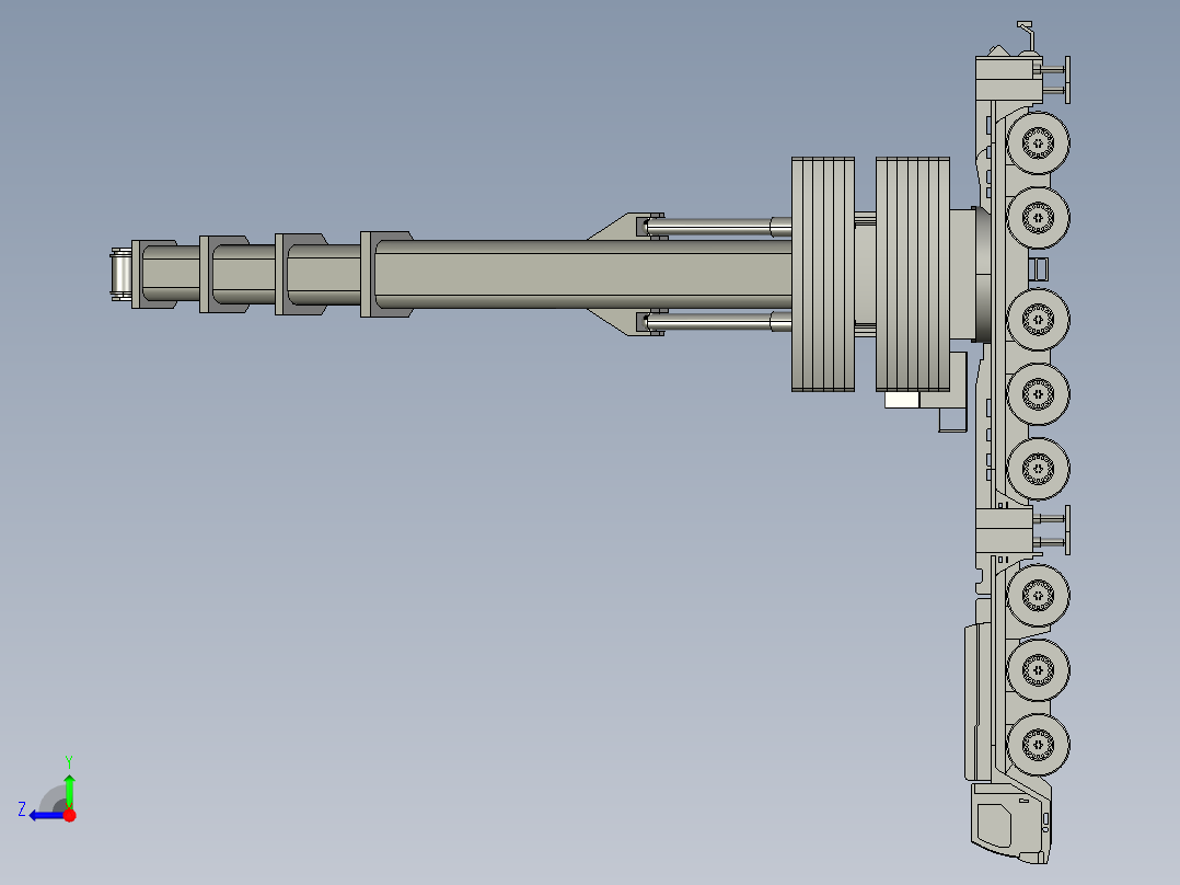 简易利勃海尔Liebherr ltm1500塔吊右视图