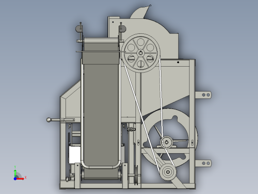 花生摘果机3D模型前视缩略图