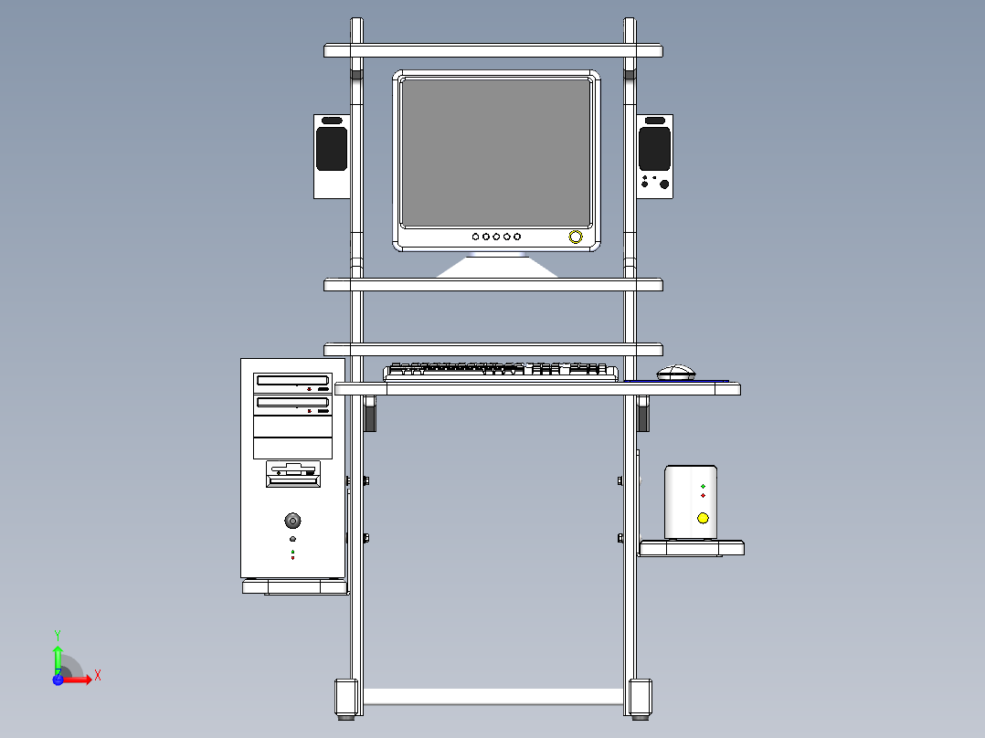 solidworks 电脑桌设计图前视图