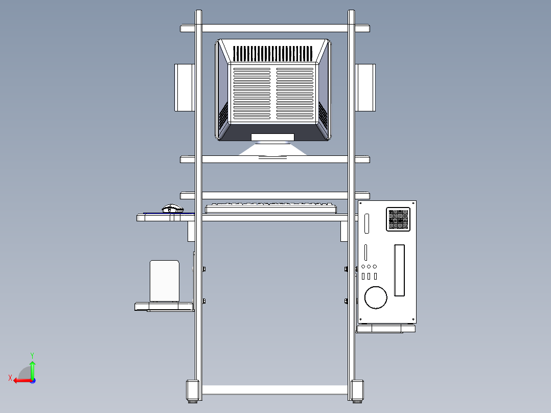solidworks 电脑桌设计图后视图
