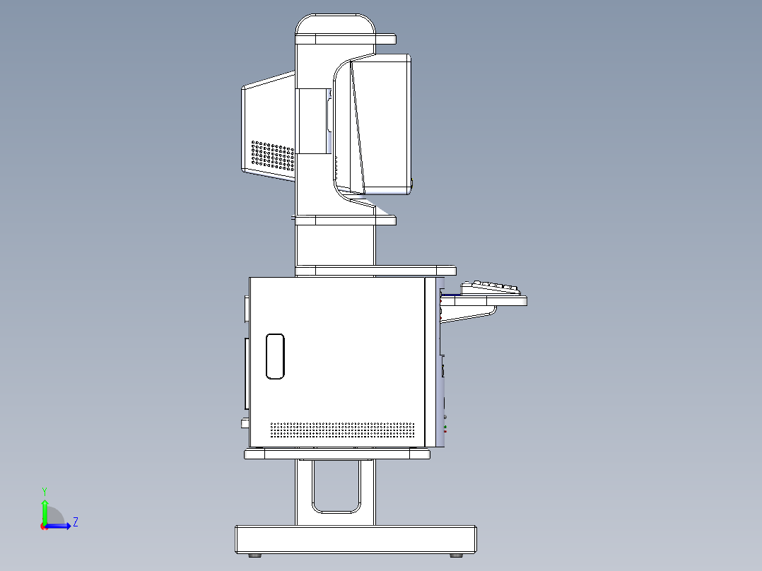 solidworks 电脑桌设计图左视图