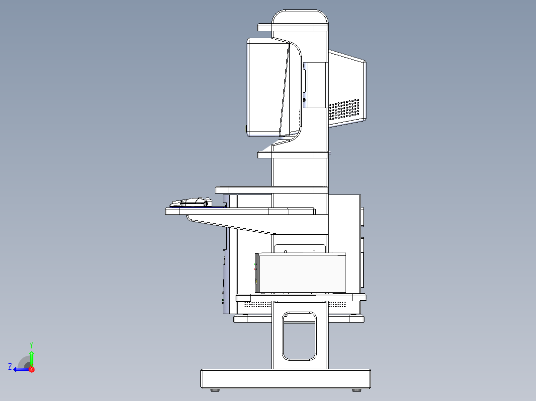 solidworks 电脑桌设计图右视图