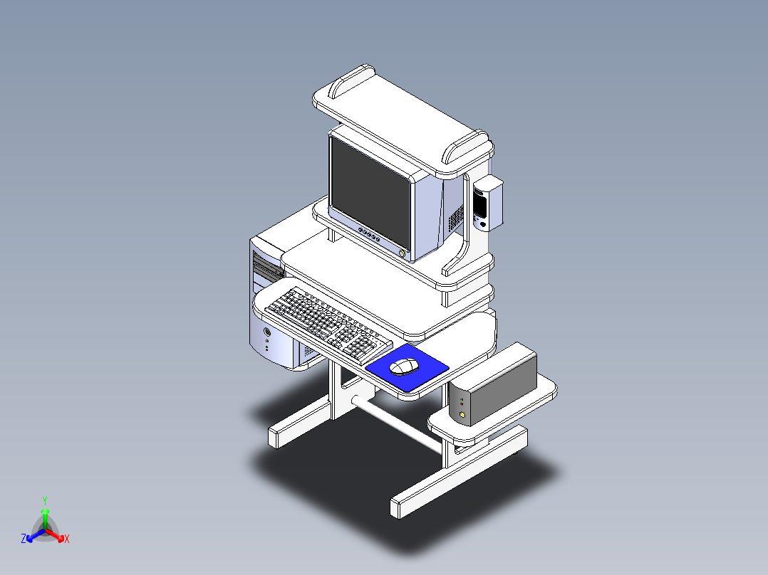 solidworks 电脑桌设计图正等轴测图