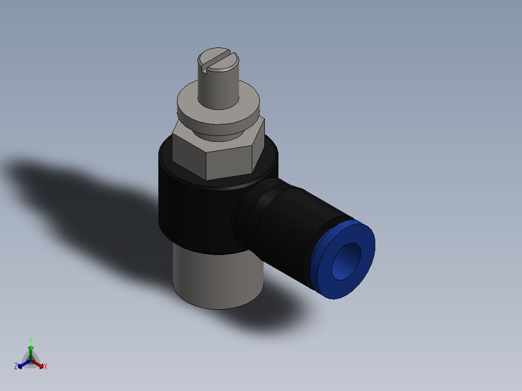 Ø6 x 1-4 - CONTROLE DE FLUXO 90° BANJO (C0K510628)正等轴测图