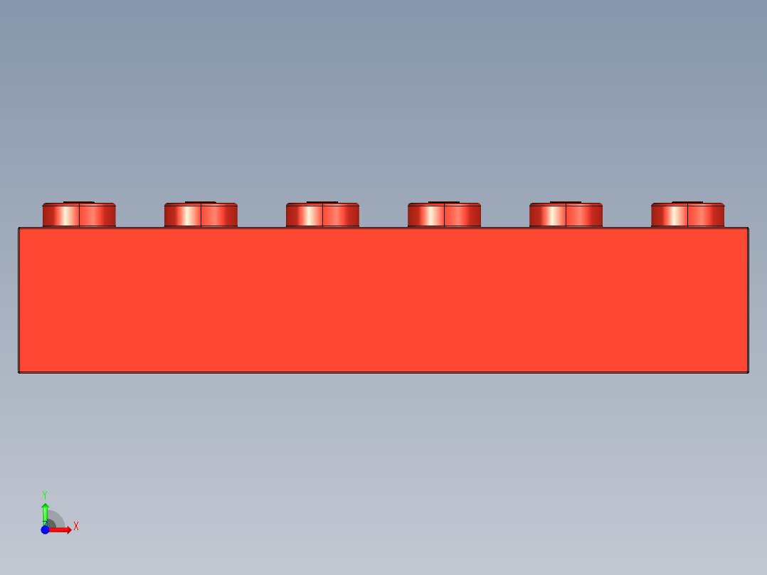 乐高套装 4421基本积木-300921 Bright Red Brick 1 x 6.STEP前视图