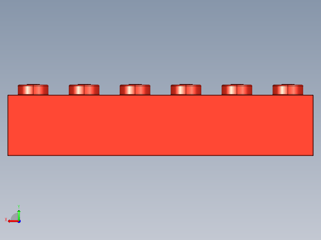 乐高套装 4421基本积木-300921 Bright Red Brick 1 x 6.STEP后视图
