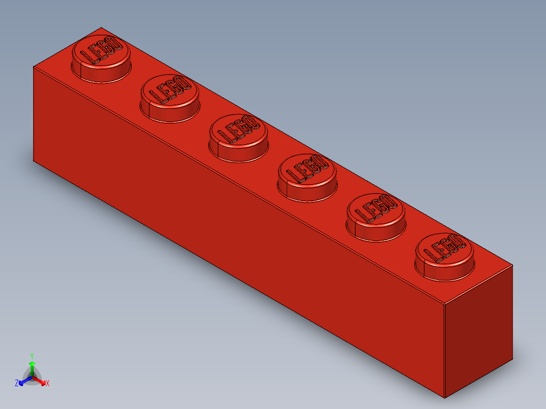 乐高套装 4421基本积木-300921 Bright Red Brick 1 x 6.STEP正等轴测图