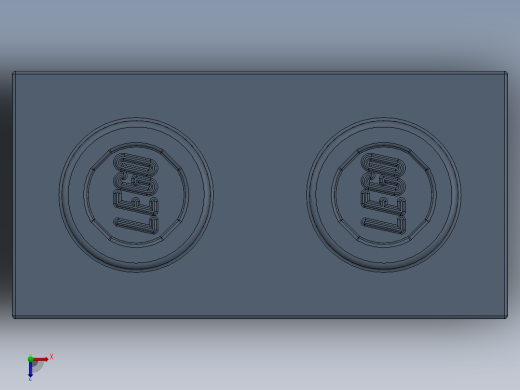 乐高机械组积木（横梁）-4225435 - 3700 Sand Blue Technic Brick 1 x 2 with Hole俯视缩略图