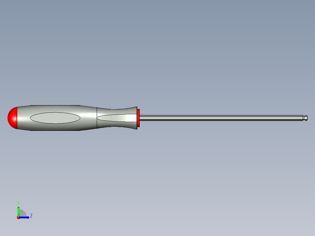 2mm 球头六角螺丝刀--sw stp左视图