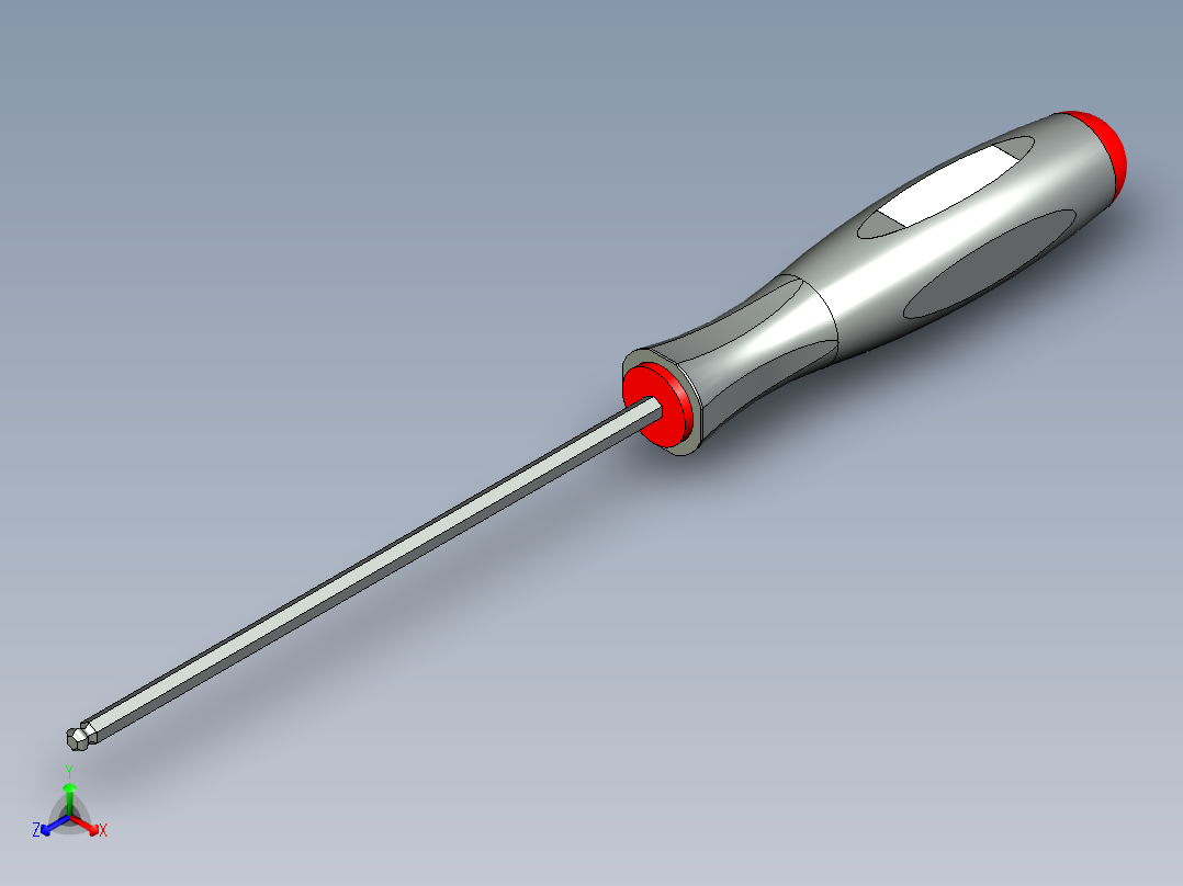 2mm 球头六角螺丝刀--sw stp正等轴测图