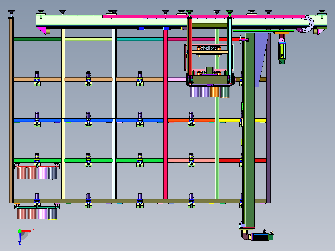 立体库出货自动托盘转换设备俯视图