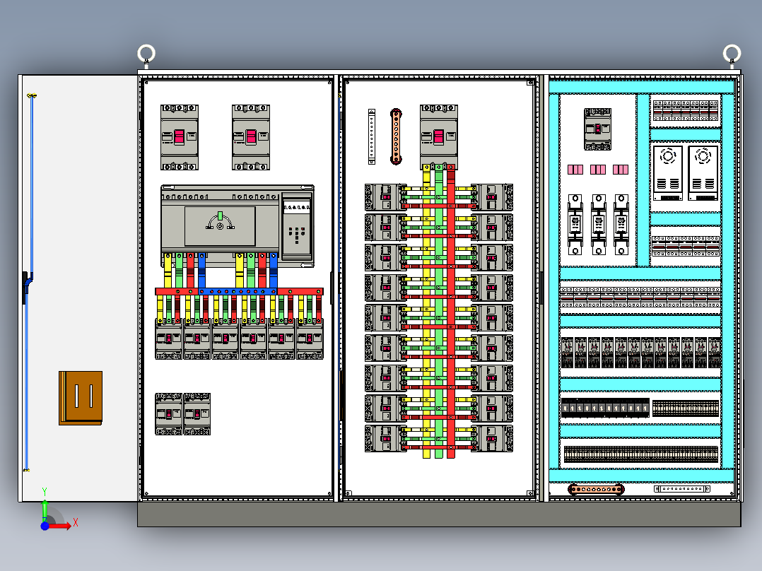 三柜组装消防风机控制柜 55712前视图