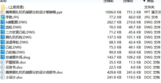 蔬菜捆扎机机械部分的设计含8张CAD图缩略图