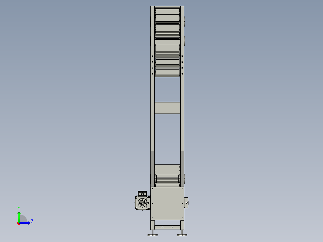 大米颗粒物料垂直给料机爬坡输送机左视图
