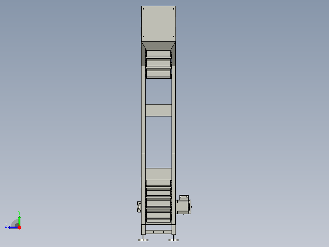 大米颗粒物料垂直给料机爬坡输送机右视图