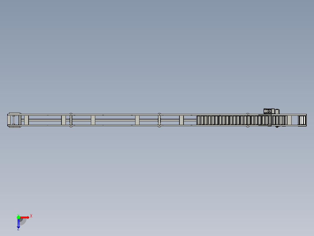 大米颗粒物料垂直给料机爬坡输送机俯视图