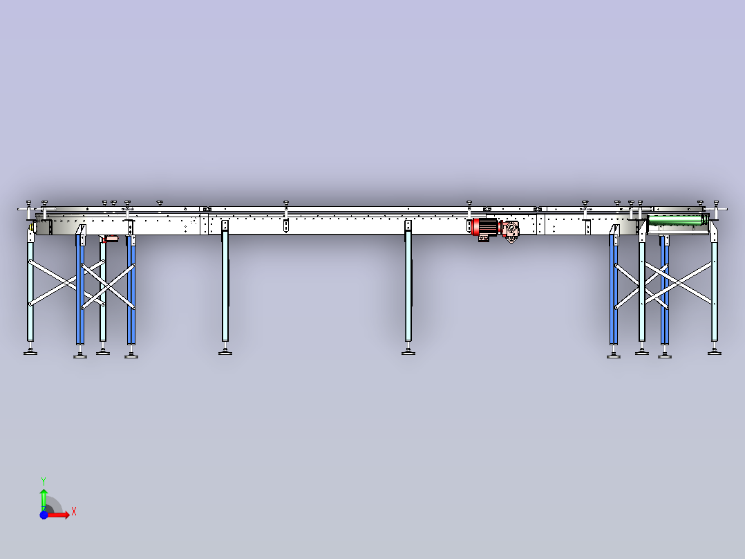 S型滚筒输送机3D模型前视图