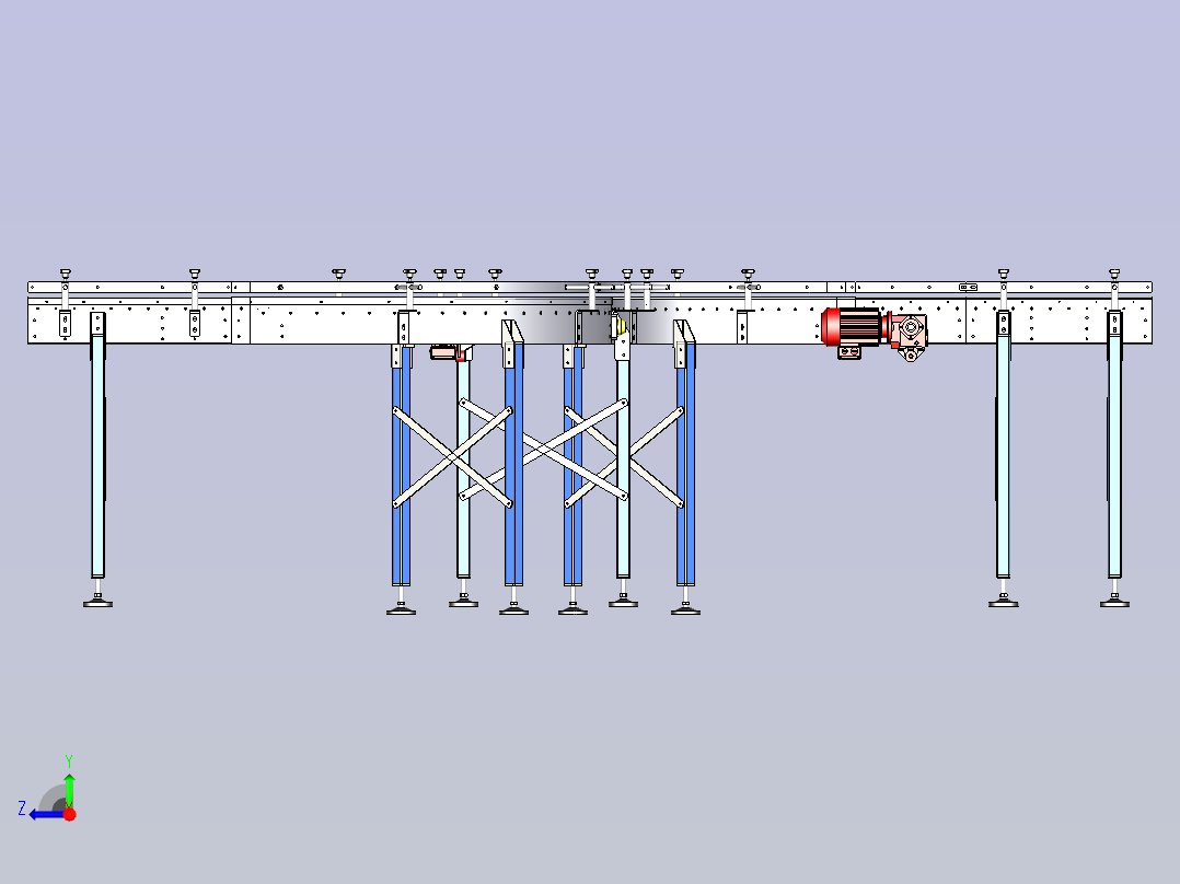 S型滚筒输送机3D模型右视图
