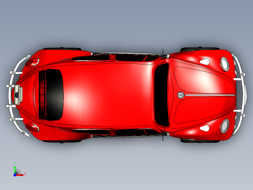 红色甲壳虫轿车CATIA V5 r21模型前视缩略图