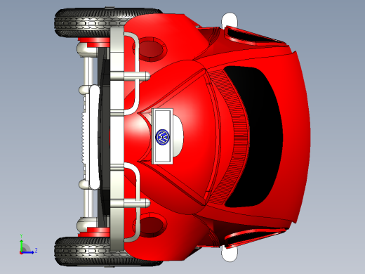 红色甲壳虫轿车CATIA V5 r21模型左视缩略图