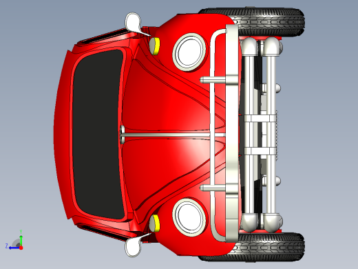 红色甲壳虫轿车CATIA V5 r21模型右视缩略图