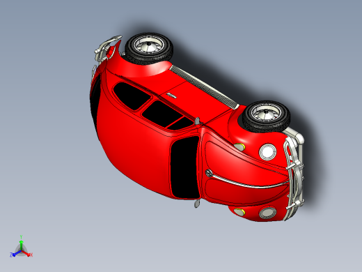 红色甲壳虫轿车CATIA V5 r21模型正等轴测缩略图