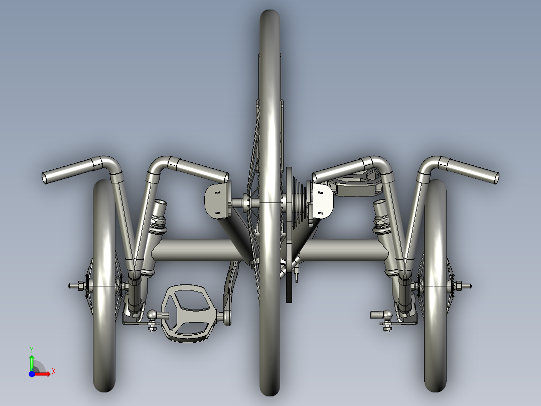 伏卧三轮车前视图