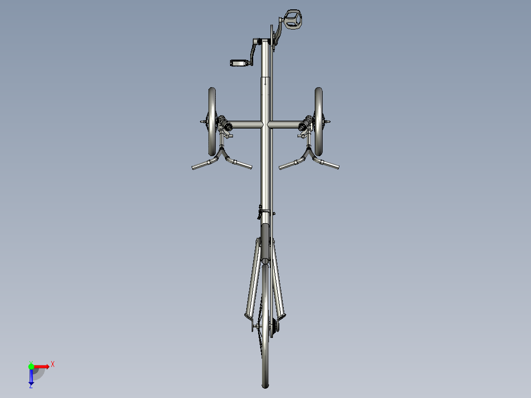 伏卧三轮车俯视图