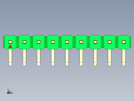 彩色公排针 100mil 2.54mm 系列-DS1022_green_1x09p_100mil_TypeD_rev1.0前视缩略图