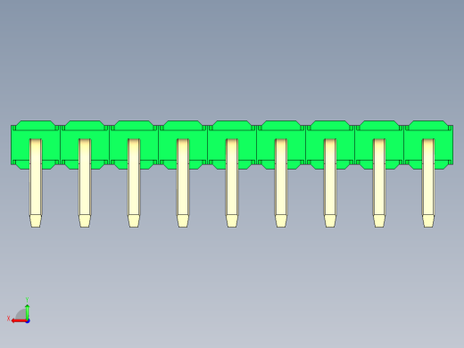 彩色公排针 100mil 2.54mm 系列-DS1022_green_1x09p_100mil_TypeD_rev1.0后视缩略图