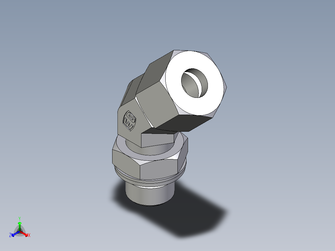 卡套式工业通用硬管接头EO_Adjustable_locknut_45_deg_elbow_VEE10ZSMCF主视图